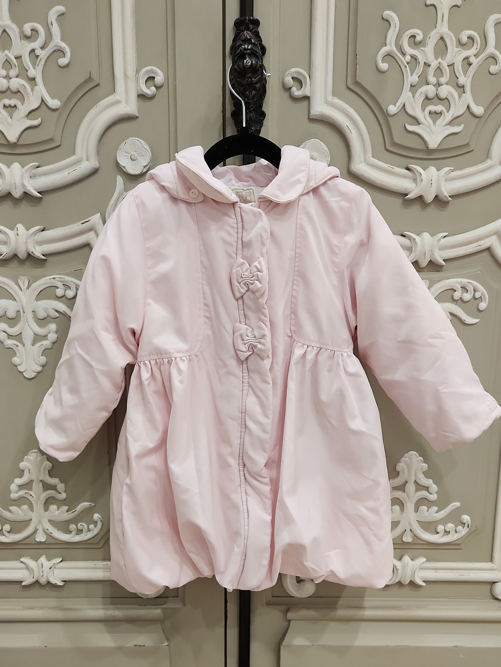 Emile et Rose Girls Light Pink Hooded Puffer Coat with Bow Details Size 2